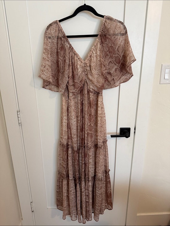 Anthropologie Dresses & Skirts - Anthropologie Taupe Snake-Print Midi Dress